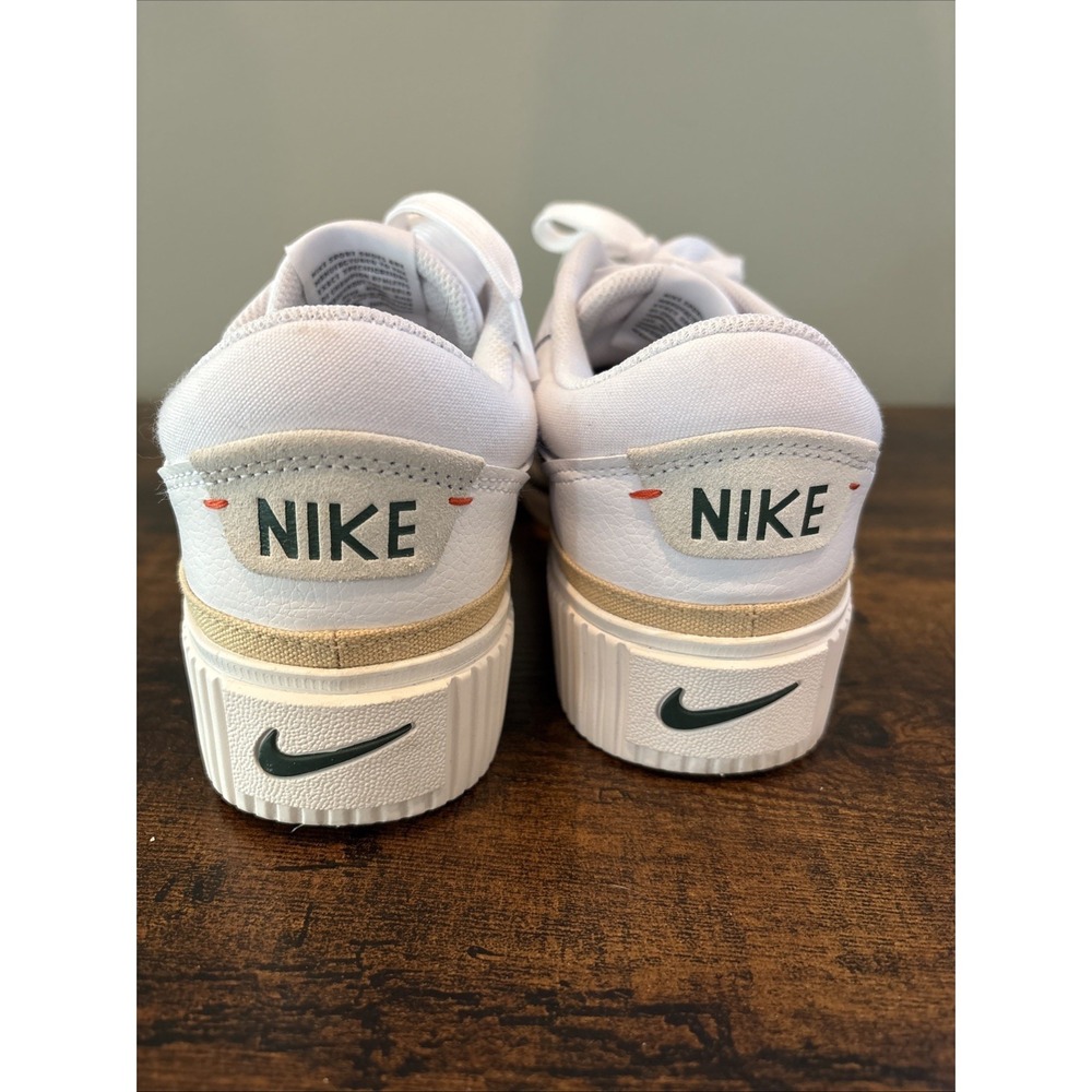 Nike Women’s White Sneakers with Dark Green Swoosh - Picture 5 of 10